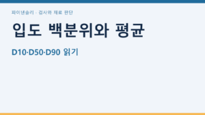 입도 백분위와 평균 — D10·D50·D90 읽기