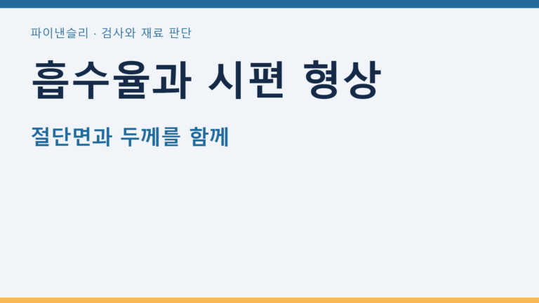 흡수율과 시편 형상 — 절단면과 두께를 함께