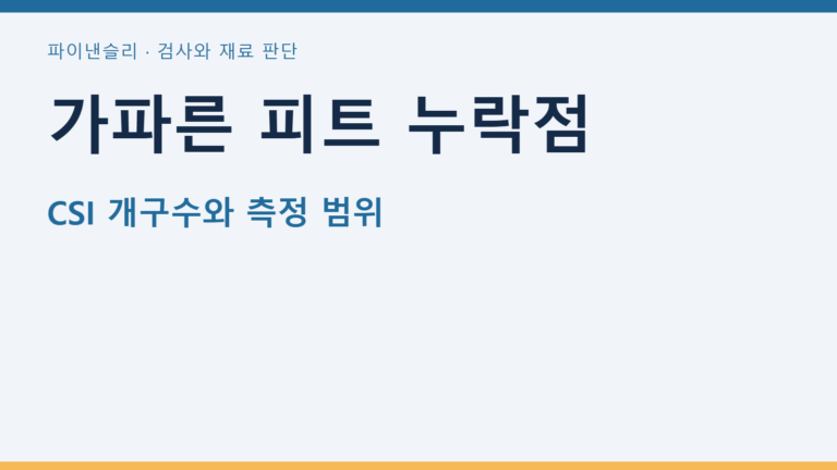 가파른 피트 누락점 — CSI 개구수와 측정 범위