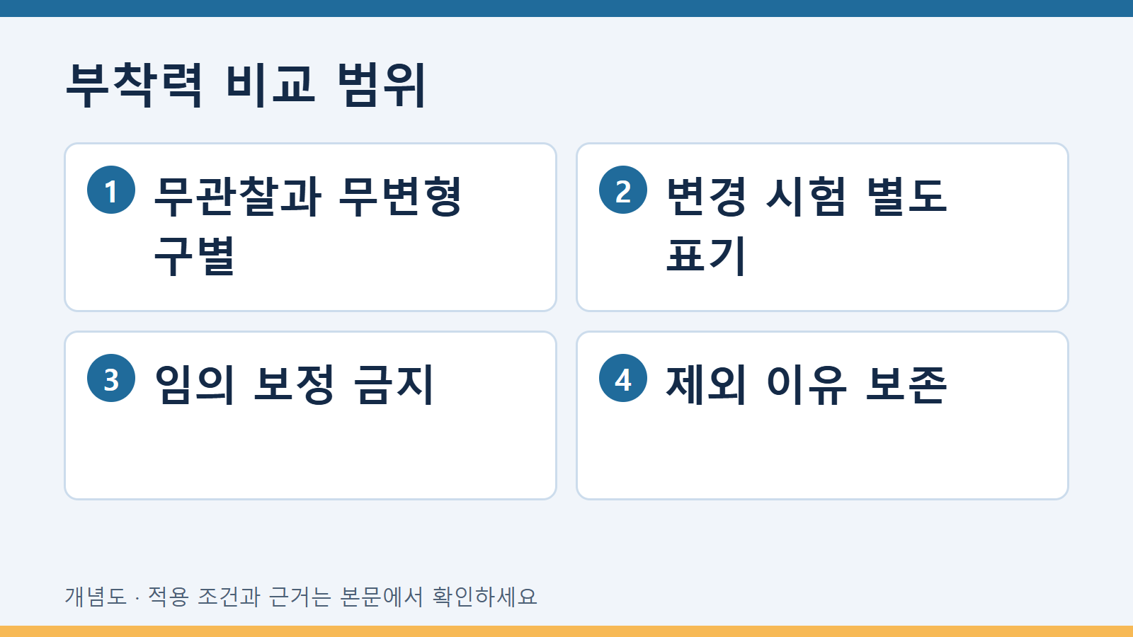 부착력 비교 범위